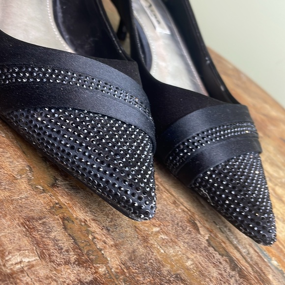 Nina New York Textile Pointed Toe Kitten Heel Shoe BLACK Rhinestones Size 8M - Picture 11 of 11